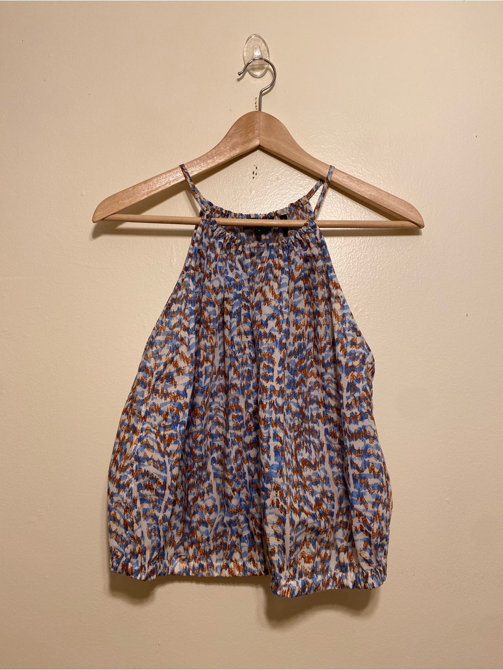 Theory Blue and Brown Printed Halter Camisole Top . Size S